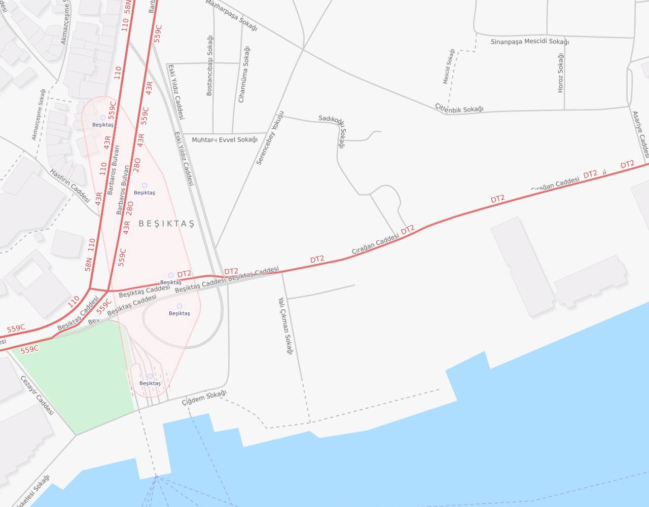 Çırağan Caddesi Yıldız Beşiktaş İstanbul harita