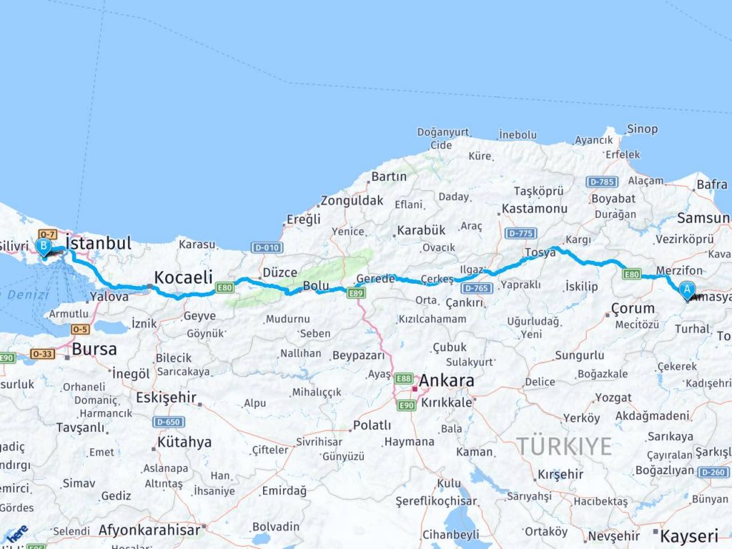 amasya istanbul halkali arasi mesafe amasya istanbul halkali yol haritasi amasya istanbul halkali kac saat kac km