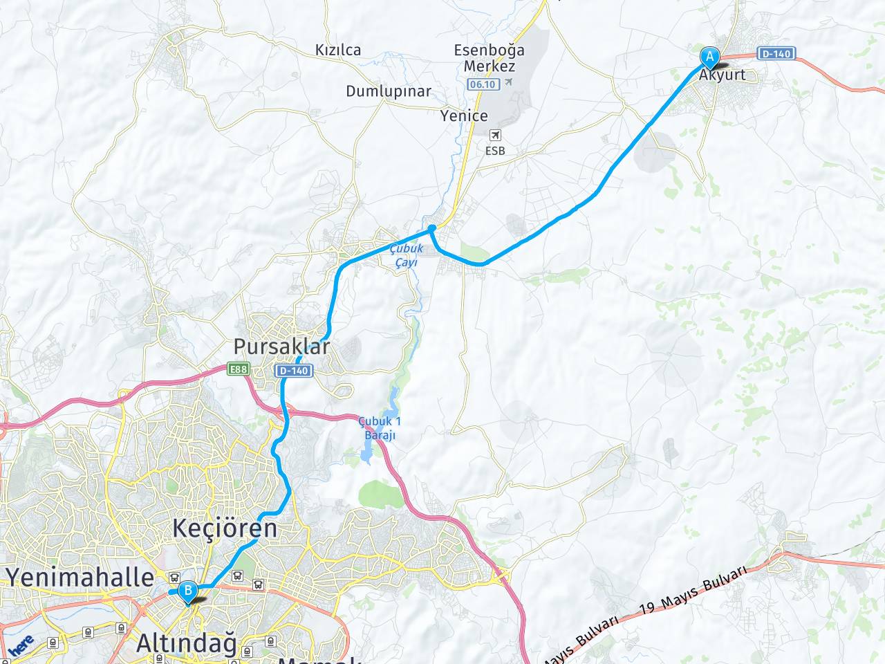 Ankara Akyurt Ankara Diskapi Harita Ankara Akyurt Ankara Diskapi Yol