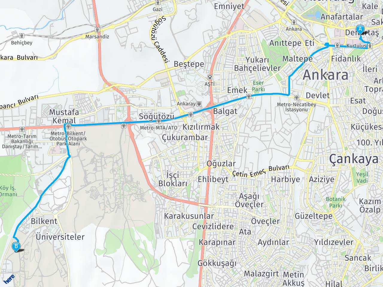 ankara hacettepe hastanesi Ankara Hacettepe Üniversitesi haritası