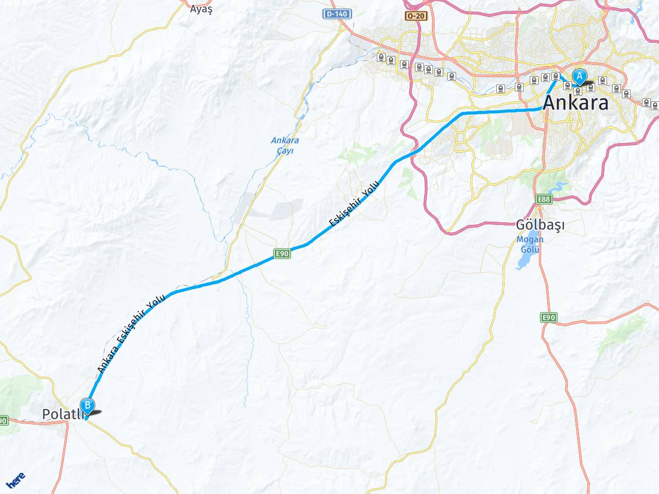 Ankara Konya Hızlı Tren Garı haritası