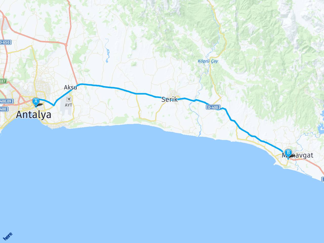 Antalya Side Sorgun Arası Kaç Kilometre?