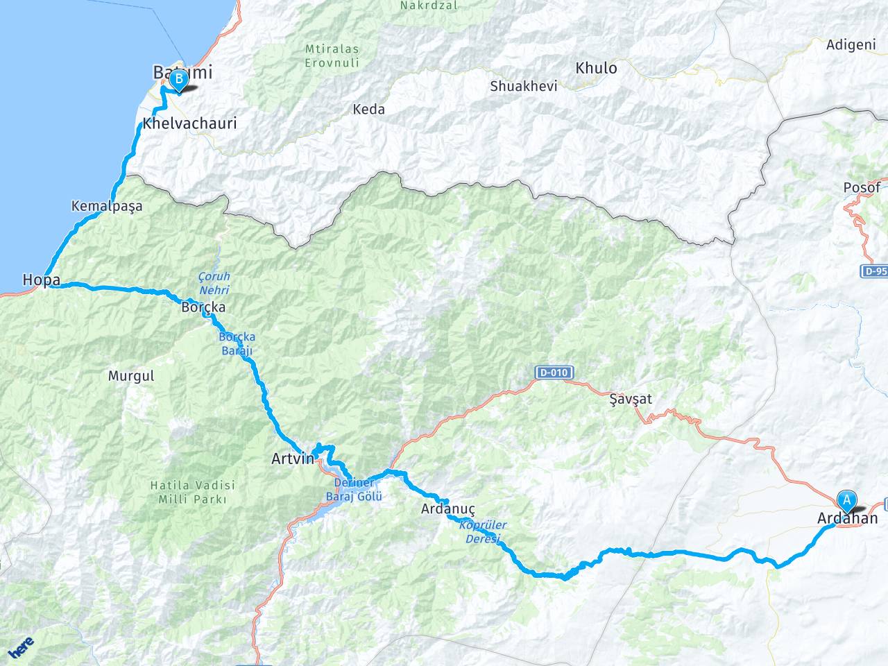 ardahan gurcistan batum arasi mesafe ardahan gurcistan batum yol haritasi ardahan gurcistan batum kac saat kac km