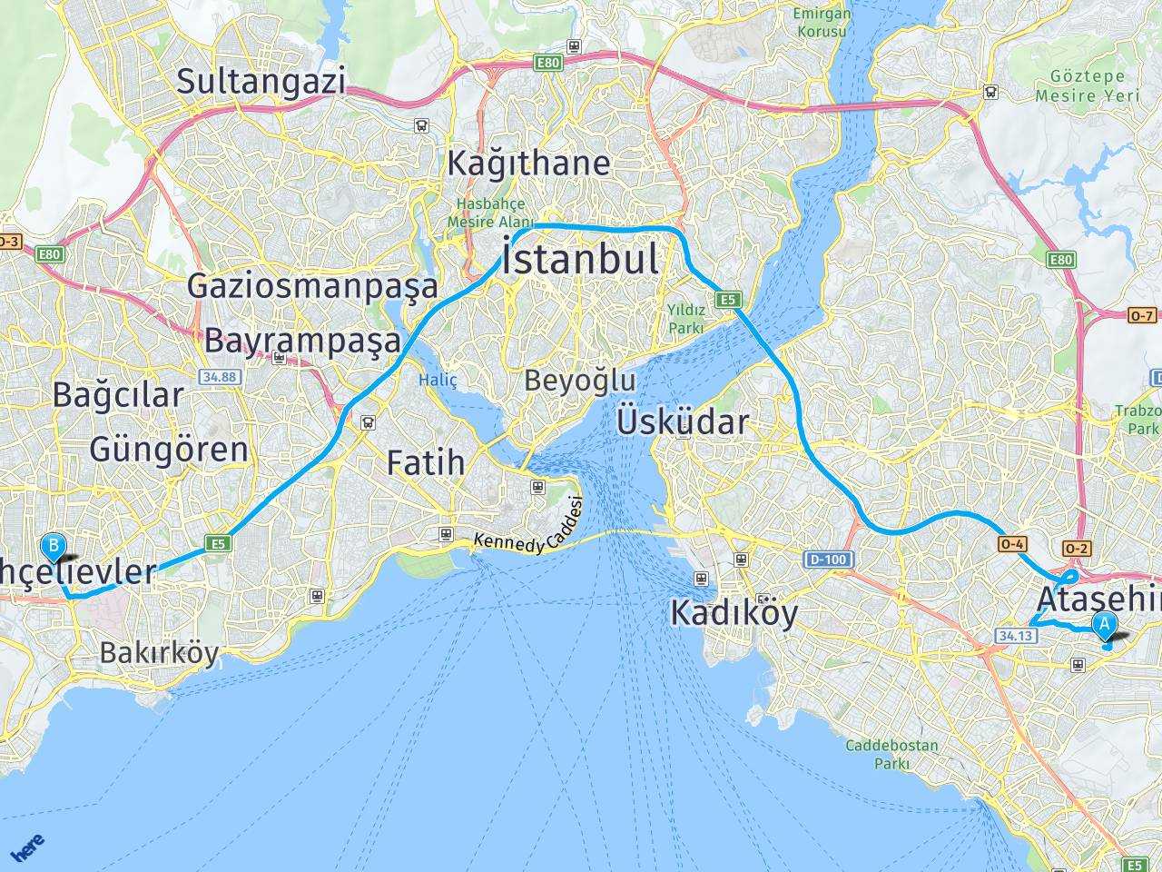 atasehir sirinevler istanbul arasi mesafe atasehir sirinevler istanbul yol haritasi atasehir sirinevler istanbul kac saat kac km