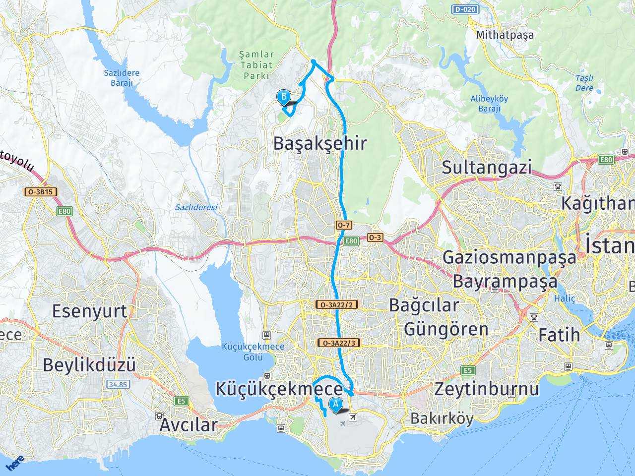 atatürk havalimanı kayaşehİr başakşehir haritası