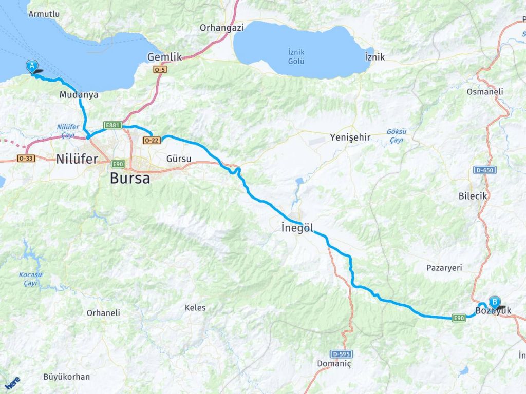 Bursa Tirilye Bozuyuk Arası Kaç Kilometre?