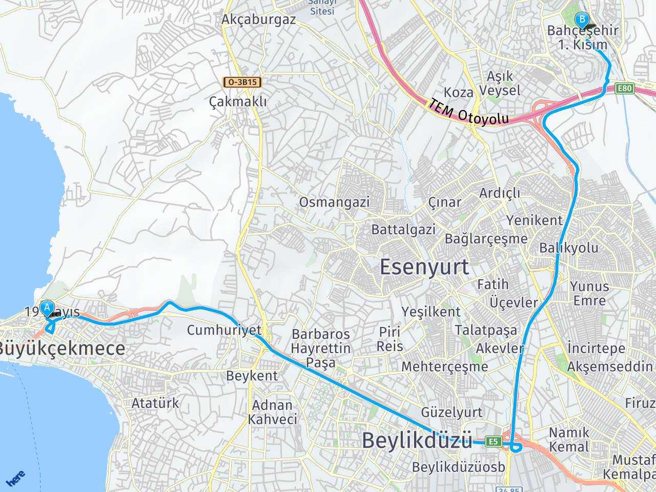 buyukcekmece mall of istanbul arasi mesafe buyukcekmece mall of istanbul yol haritasi buyukcekmece mall of istanbul kac saat kac km