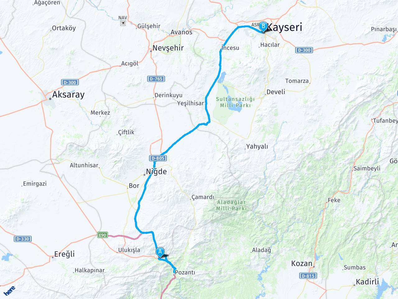 ciftehan kayseri arasi mesafe ciftehan kayseri yol haritasi ciftehan kayseri kac saat kac km