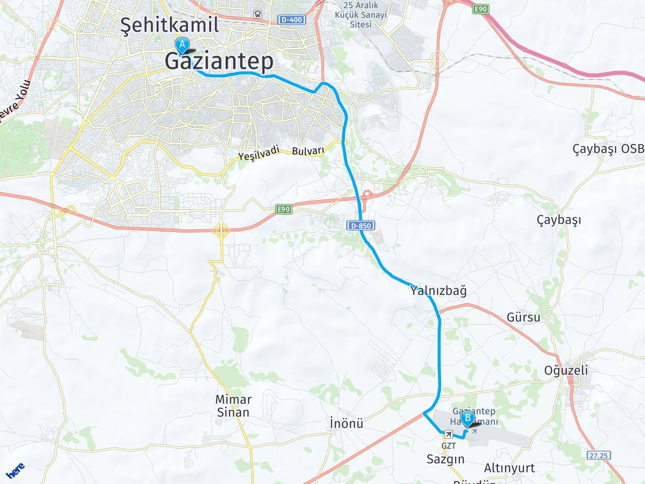 gaziantep sankopark gaziantep havaalani arasi mesafe gaziantep sankopark gaziantep havaalani yol haritasi gaziantep sankopark gaziantep havaalani kac saat kac km