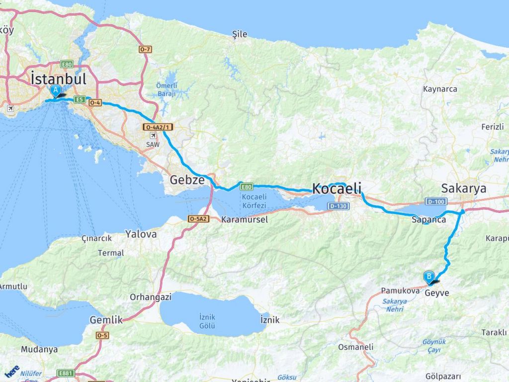 istanbul adapazari geyve arasi mesafe istanbul adapazari geyve yol haritasi istanbul adapazari geyve kac saat kac km