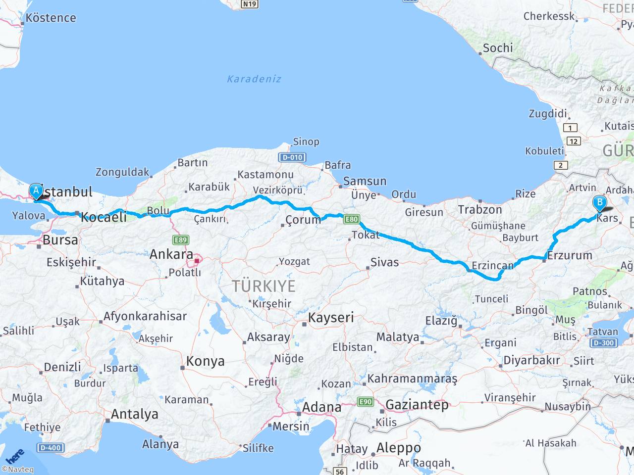 istanbul ardahan gole arasi mesafe istanbul ardahan gole yol haritasi istanbul ardahan gole kac saat kac km