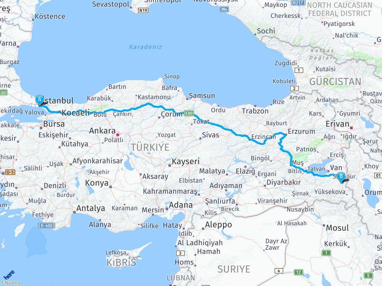 istanbul baskale van arasi mesafe istanbul baskale van yol haritasi istanbul baskale van kac saat kac km