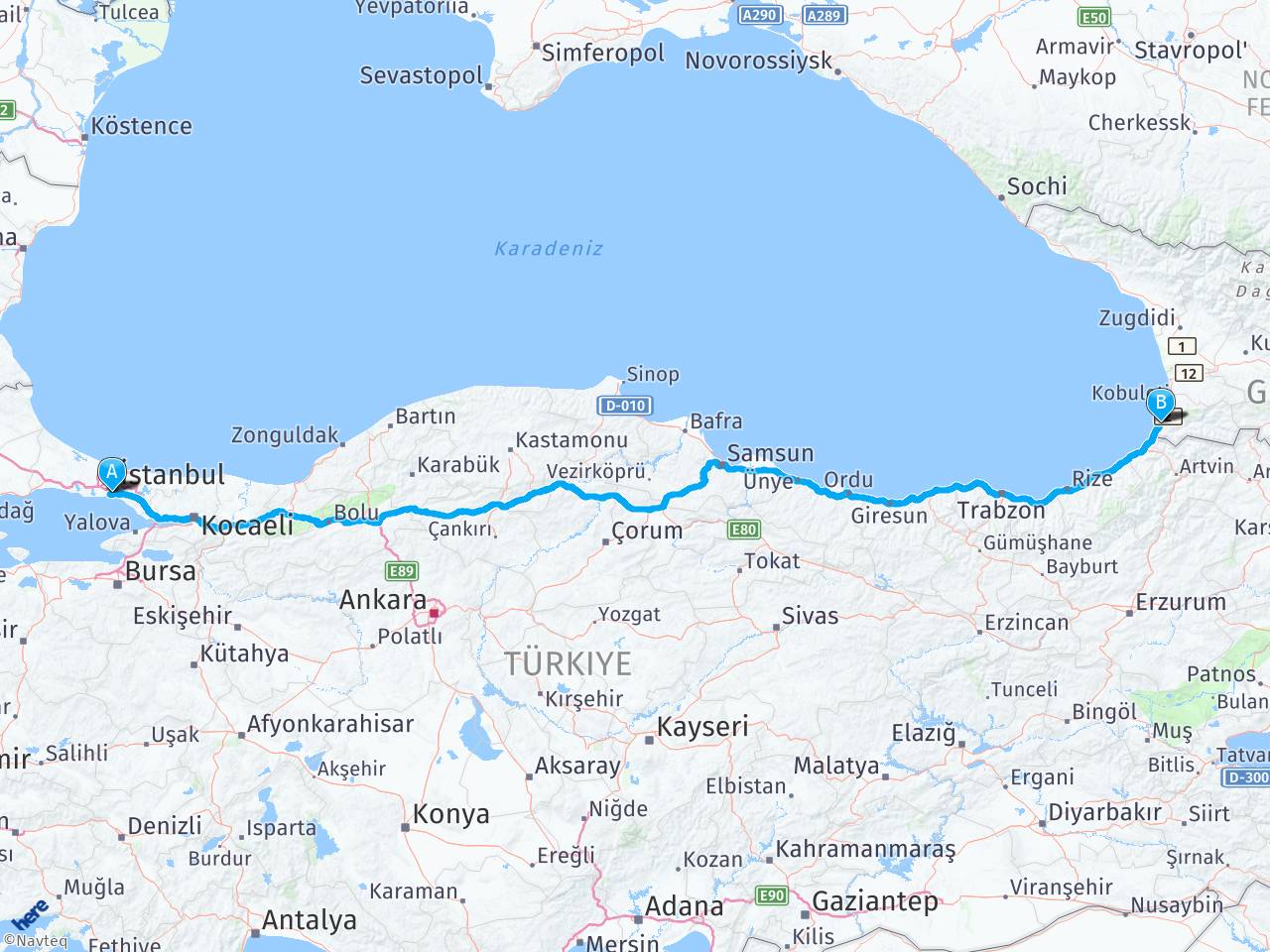 istanbul batum gurcistan arasi mesafe istanbul batum gurcistan yol haritasi istanbul batum gurcistan kac saat kac km
