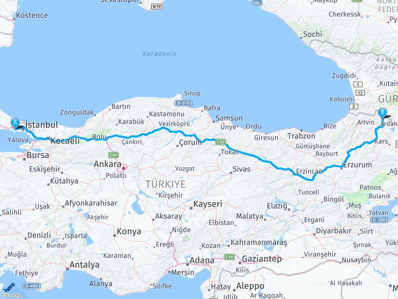 istanbul esenyurt ardahan damal arasi mesafe istanbul esenyurt ardahan damal yol haritasi istanbul esenyurt ardahan damal kac saat kac km
