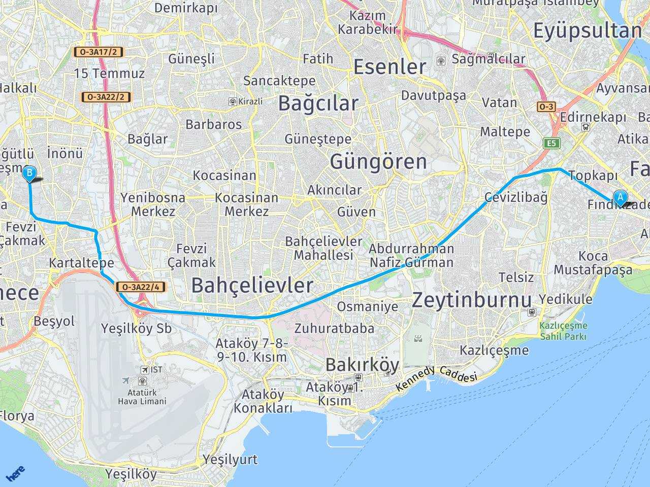 İstanbul Findik Zade İstanbul Halkali haritası