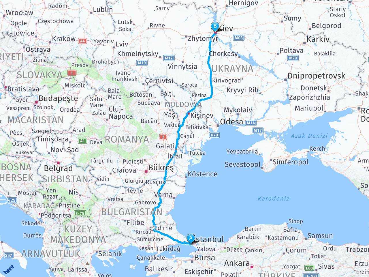 istanbul kiev ukrayna arasi mesafe istanbul kiev ukrayna yol haritasi istanbul kiev ukrayna kac saat kac km