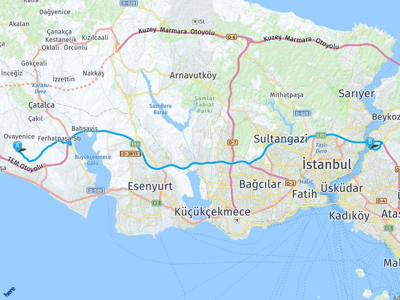 İstanbul, Ortaköy İstanbul, Anadolu Hisarı haritası