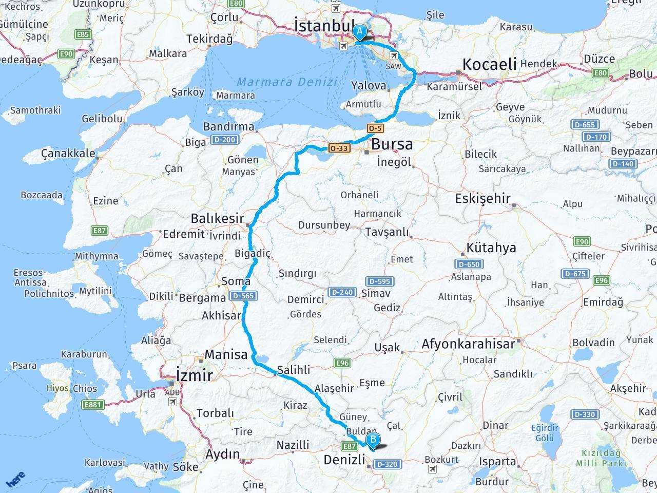 pamukkale istanbul arasi mesafe pamukkale istanbul yol haritasi pamukkale istanbul kac saat kac km