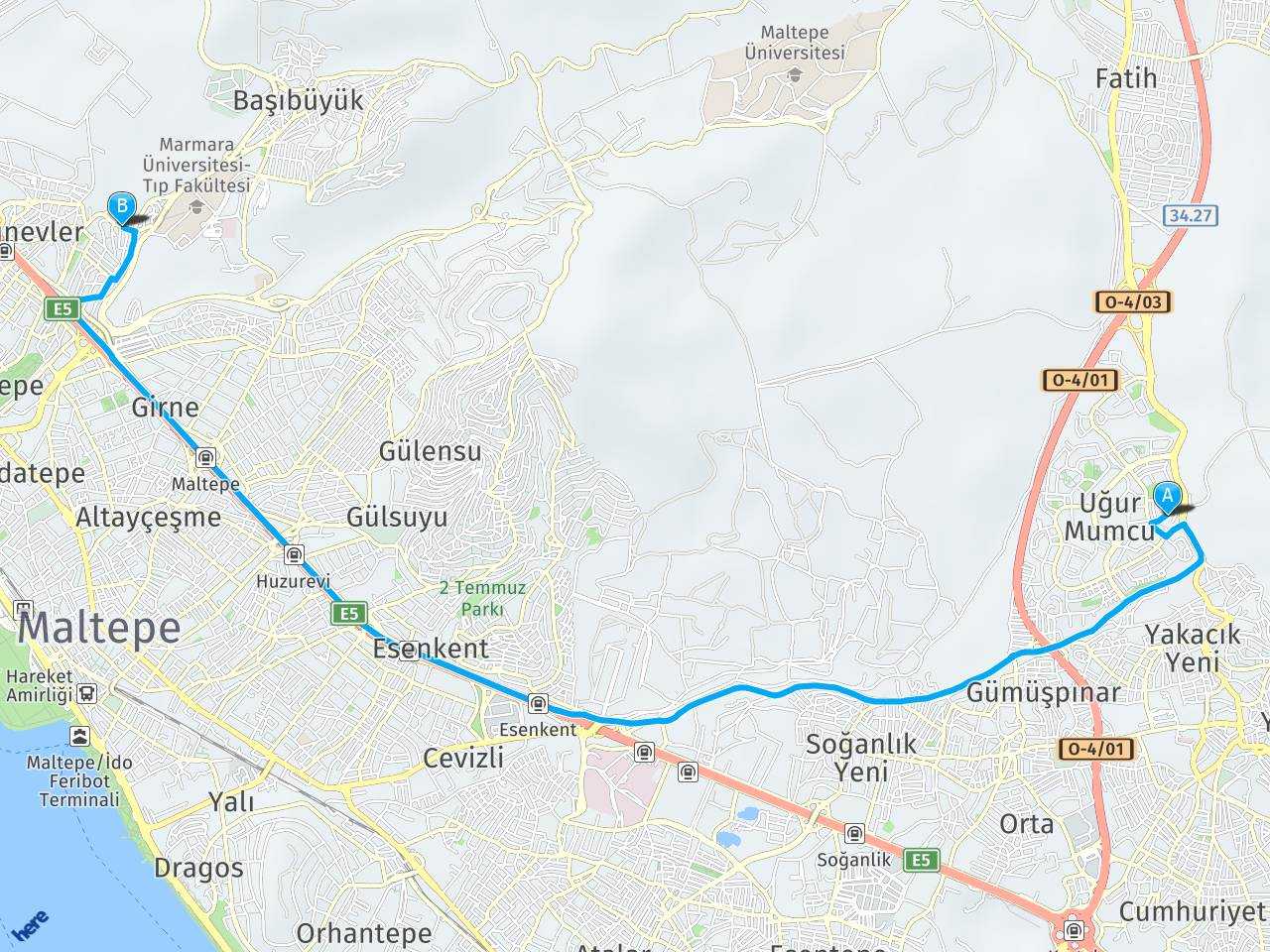 İstanbul Pendik Köprüsü İstanbul maltepe köprüsü haritası