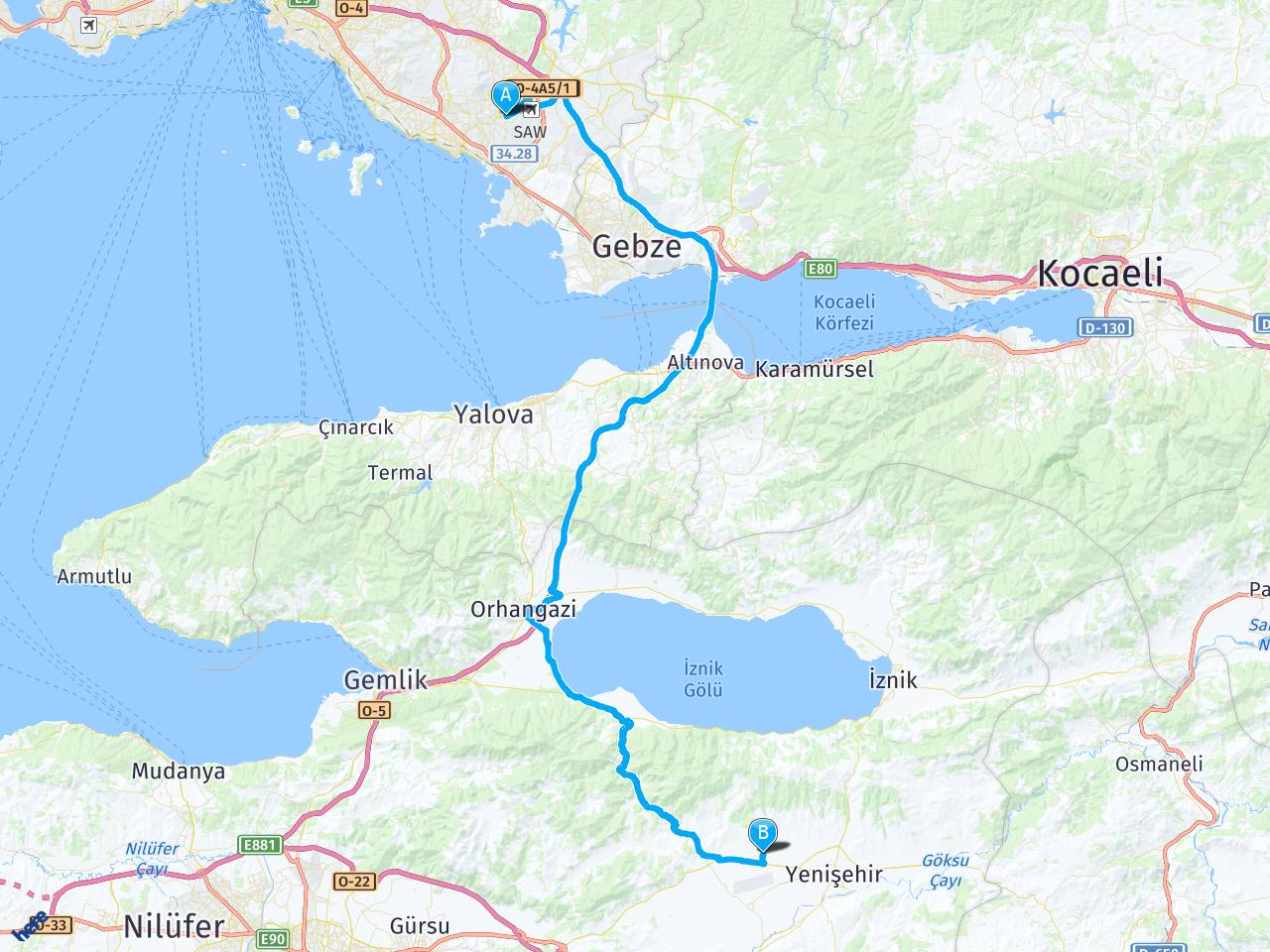 İstanbul Pendİk Şeyhlİ Yenİşehİr Kurtköy Arası Kaç Kilometre?