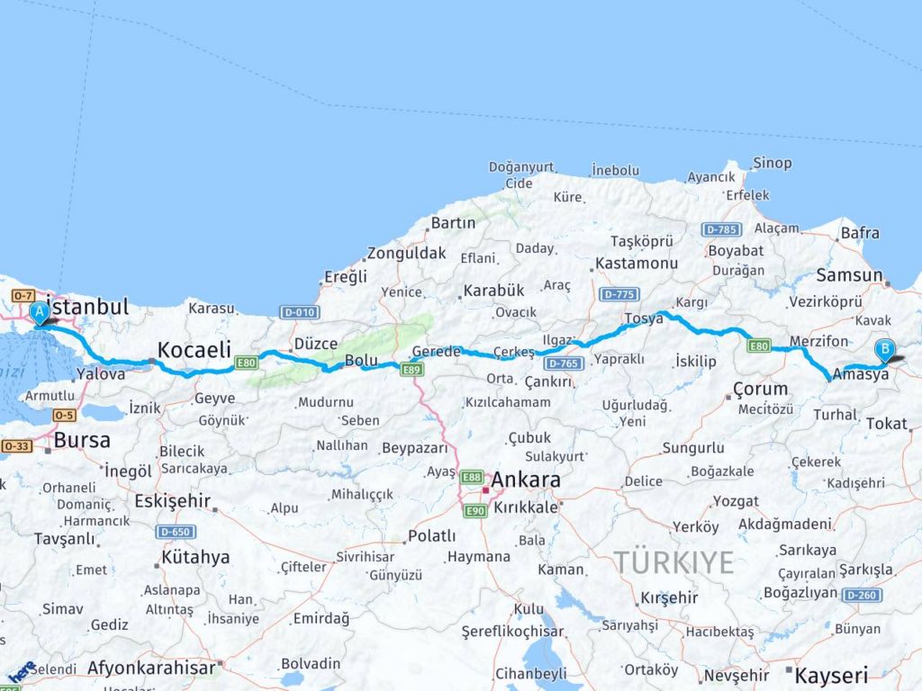 istanbul tasova amasya arasi mesafe istanbul tasova amasya yol haritasi istanbul tasova amasya kac saat kac km