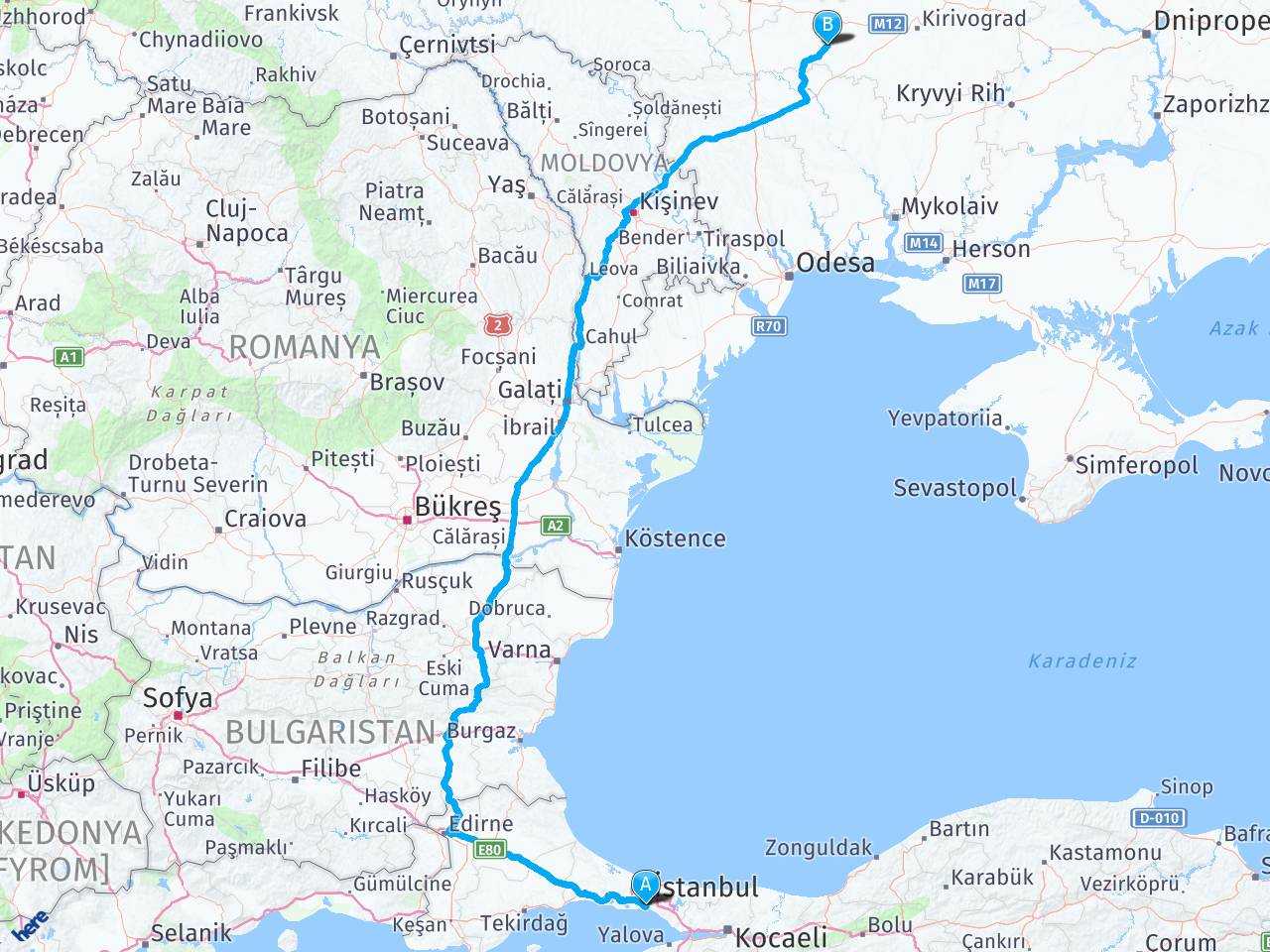 istanbul ukrayna arasi mesafe istanbul ukrayna yol haritasi istanbul ukrayna kac saat kac km