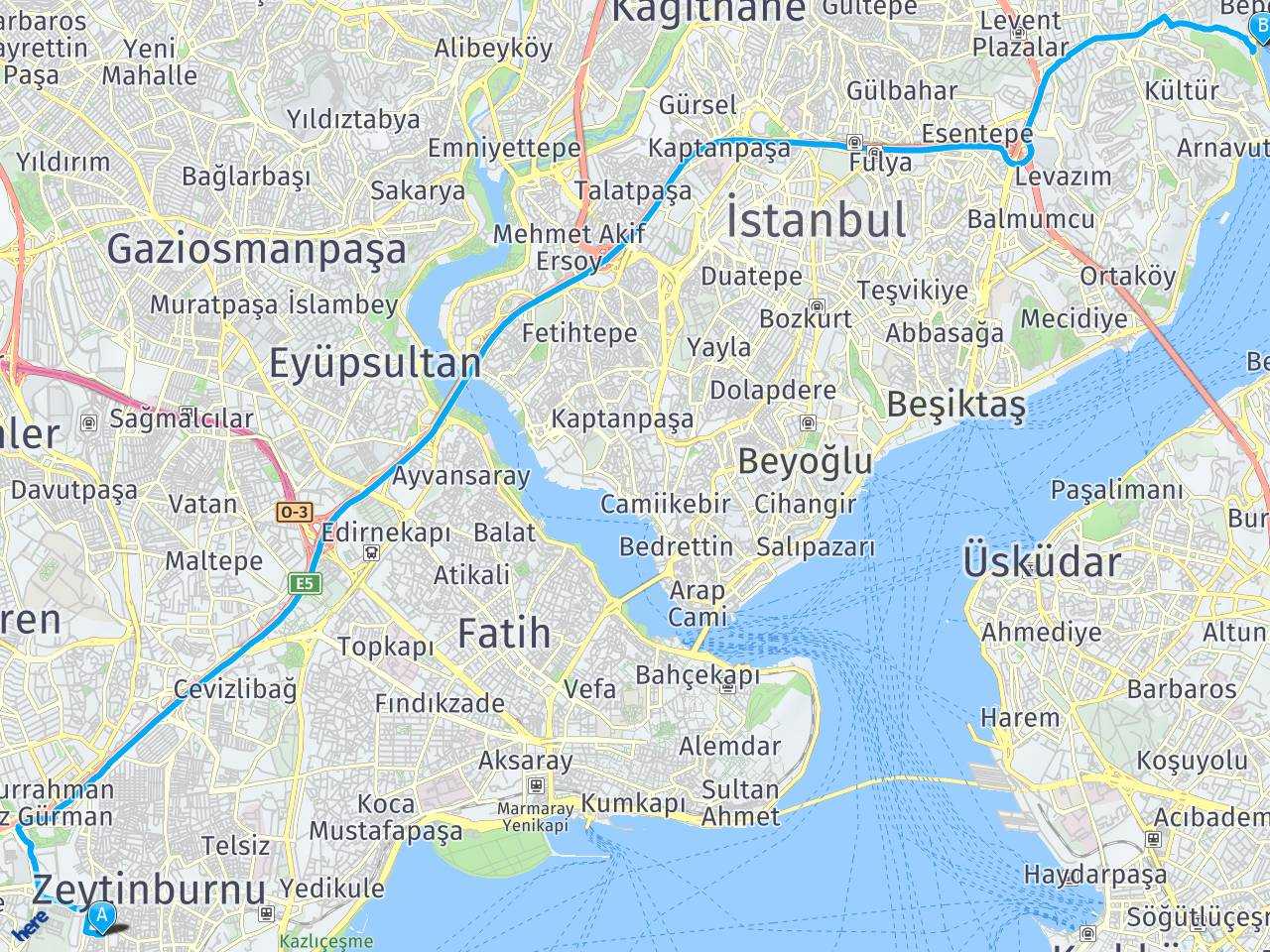 İstanbul, Bebek İstanbul, Zeytinburnu arası mesafe, İstanbul, Bebek