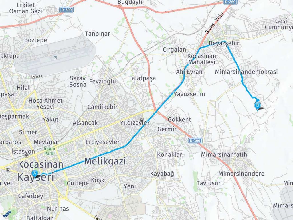 kayseri forum avm melikgazi toki arasi mesafe kayseri forum avm melikgazi toki yol haritasi kayseri forum avm melikgazi toki kac saat kac km