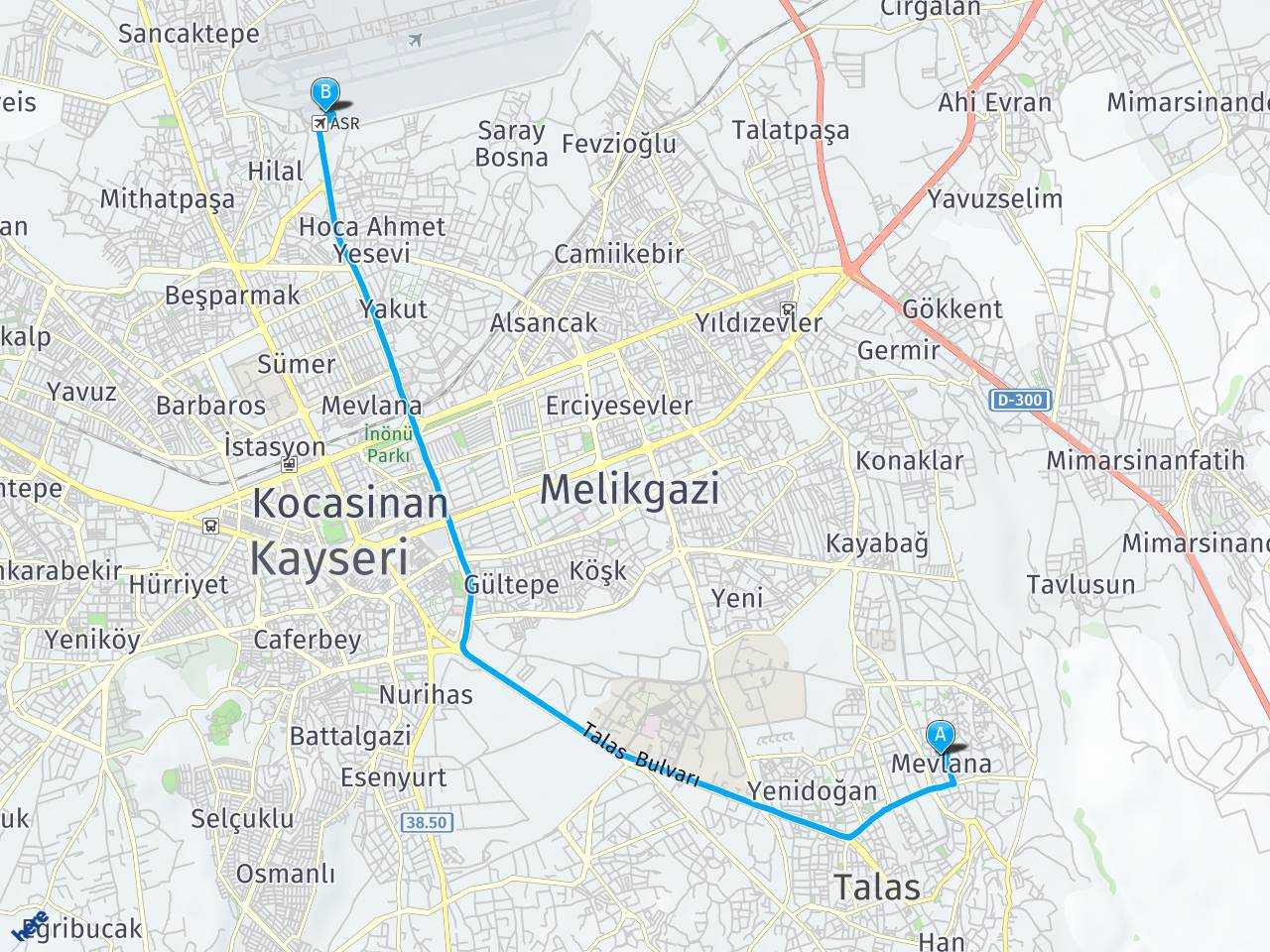 talas mevlana mahallesi kayseri havalimani arasi mesafe talas mevlana mahallesi kayseri havalimani yol haritasi talas mevlana mahallesi kayseri havalimani kac saat kac km