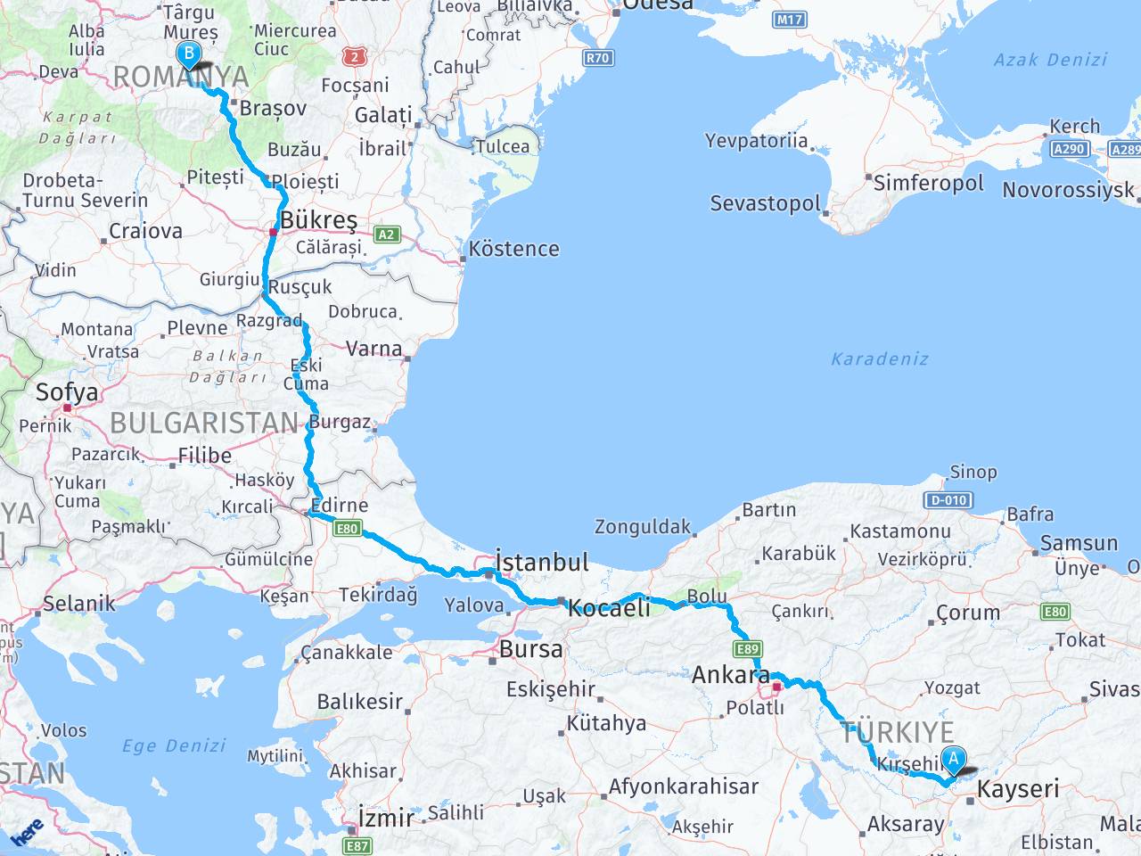 turkiye romanya arasi mesafe turkiye romanya yol haritasi turkiye romanya kac saat kac km
