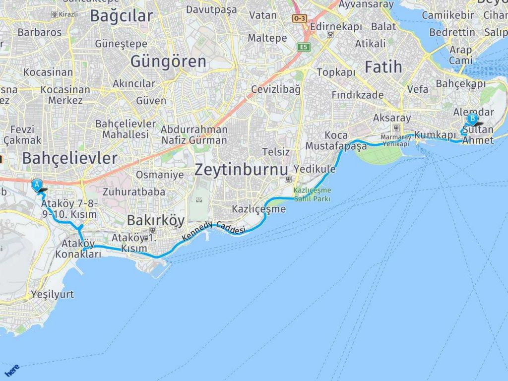 yenibosna, İstanbul Sultanahmet Camii haritası