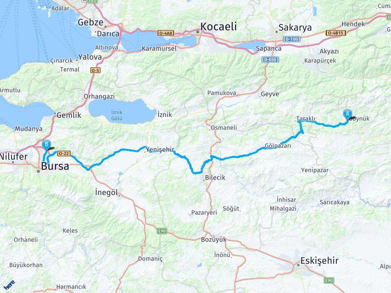 Yenice golu Baraj Sokak Demirtaş Barbaros Osmangazi Bursa haritası