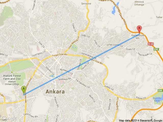 Ankara Aşti Altındag Karapürçek Arası Kaç Kilometre?