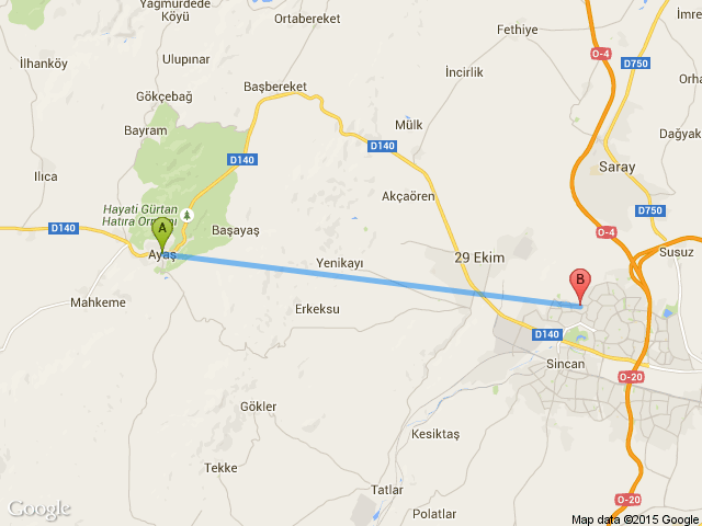 Ankara Sincan Fatih Ayaş haritası