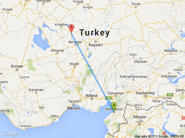 iskenderun hacibektas arasi mesafe iskenderun hacibektas yol haritasi iskenderun hacibektas kac saat kac km