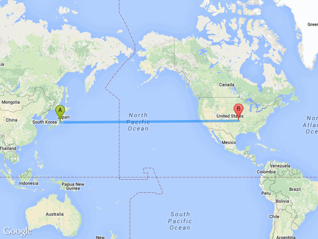 japonya amerika arasi mesafe japonya amerika yol haritasi japonya amerika kac saat kac km