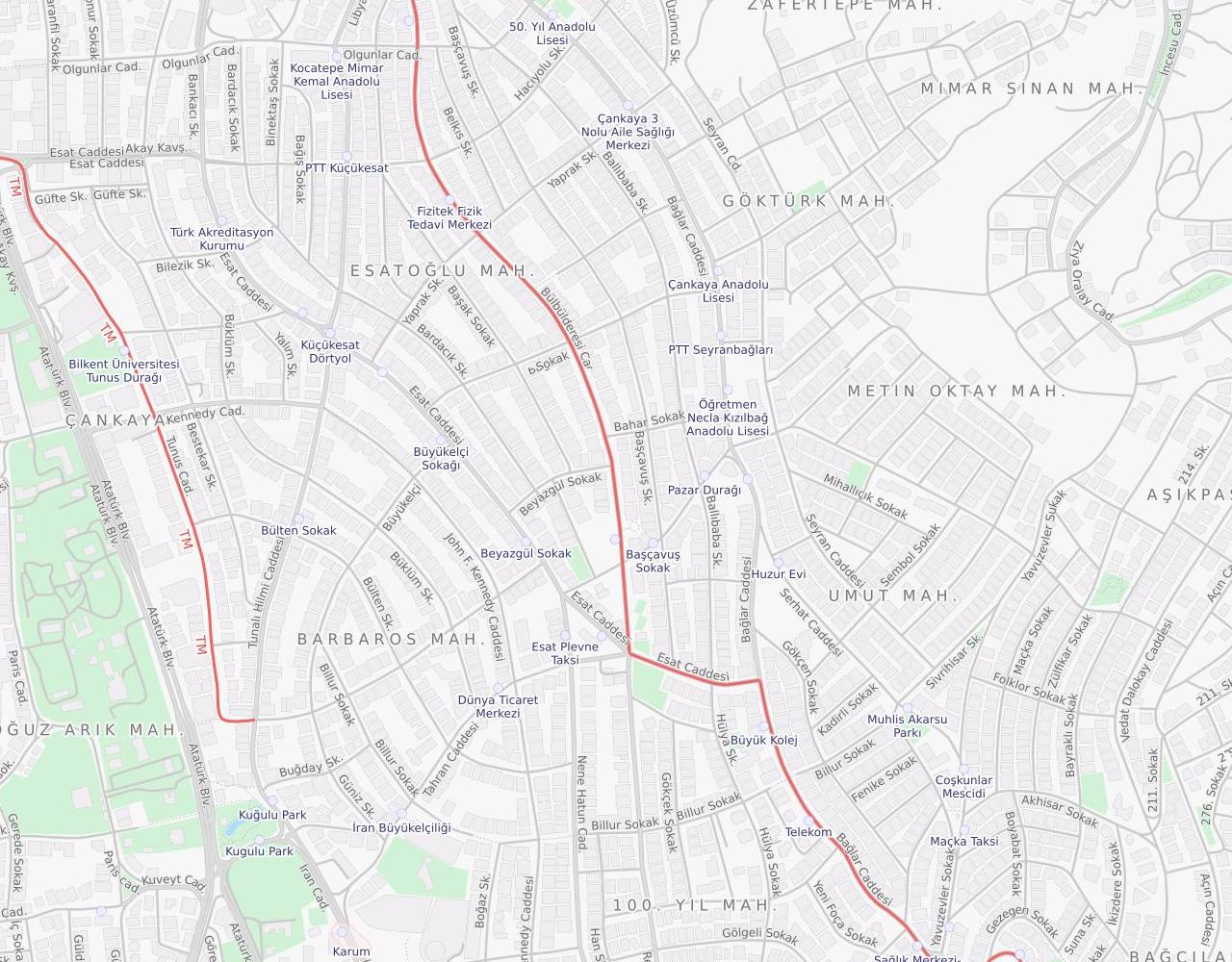 Ankara Küçükesat Bülbülderesi Caddesi harita