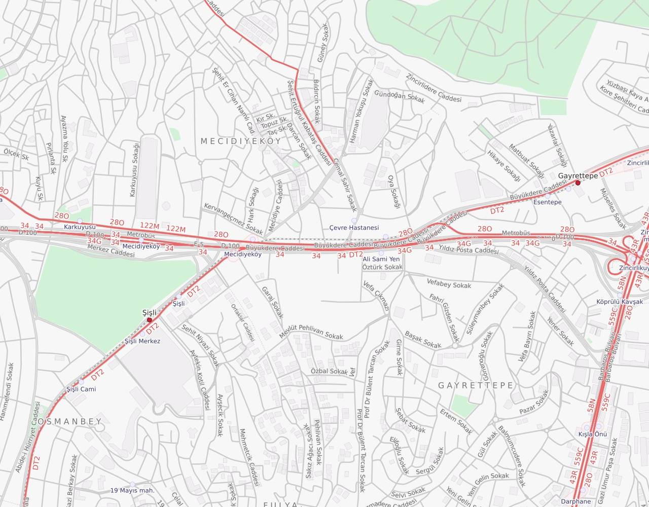 Şişli Büyükdere Caddesi harita