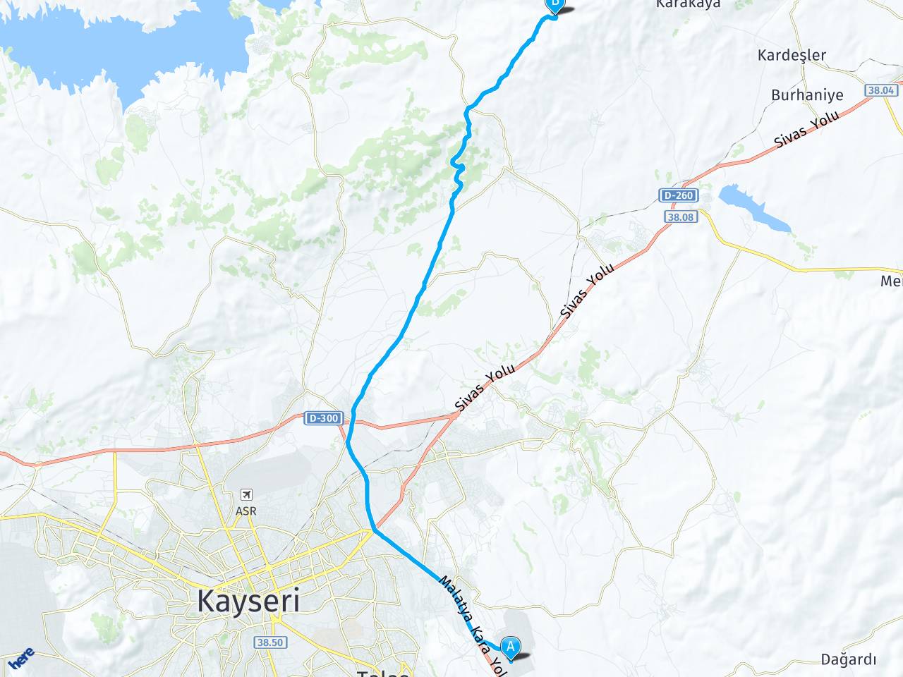 12. Cadde Mimarsinan Osb Melikgazi Kayseri Yuregil Köyü Kocasinan Kayseri haritası