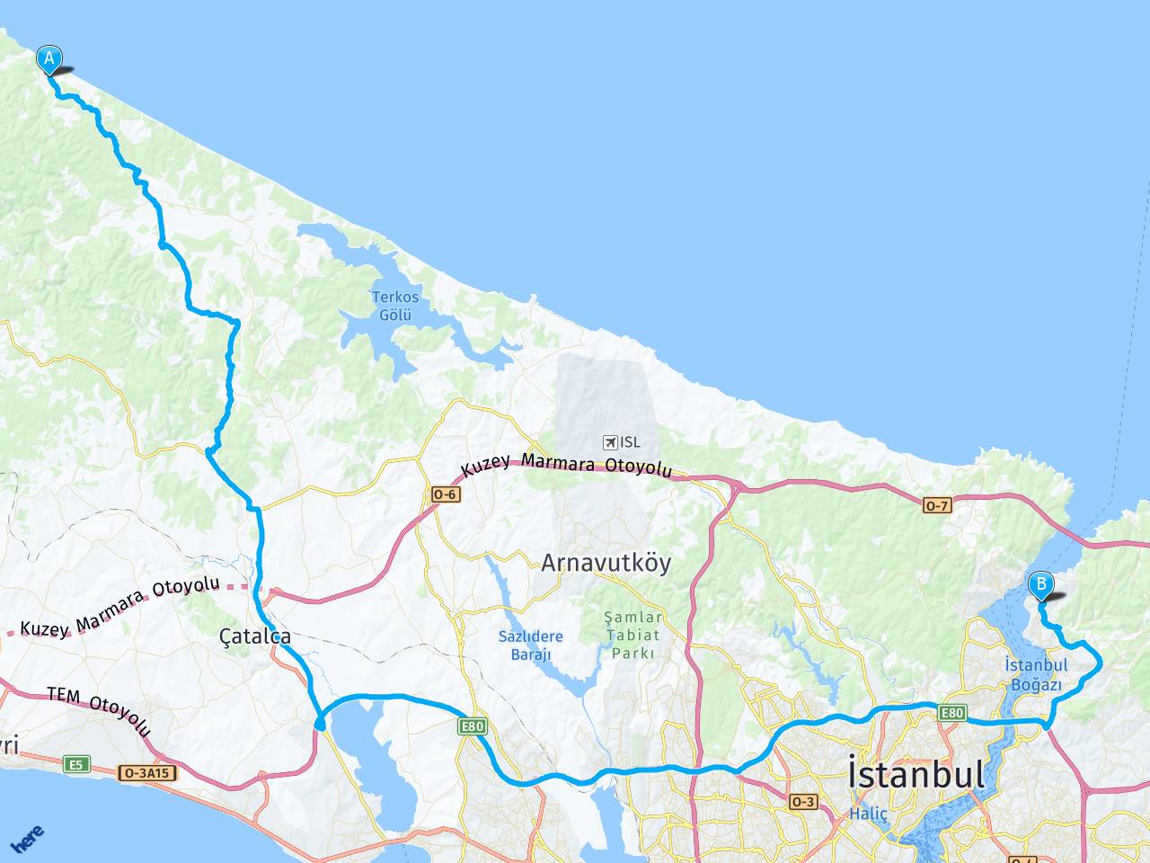 29 Ekim Caddesi Yalıköy Çatalca İstanbul Yuşa Tepesi haritası