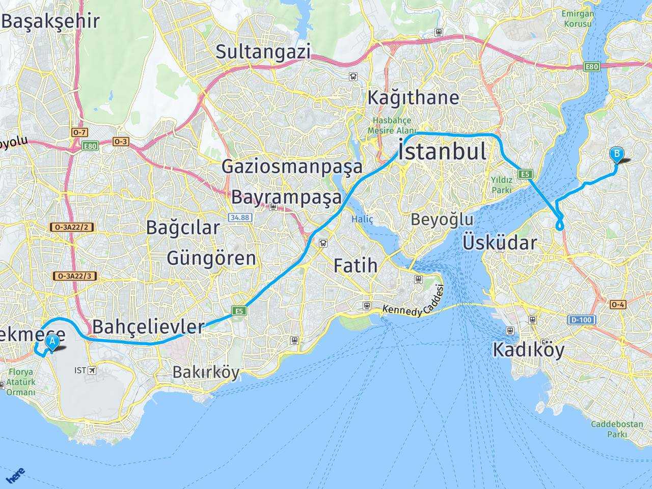 3. Havalimani İstabul Üsküdar Mete Sokak Çengelköy haritası