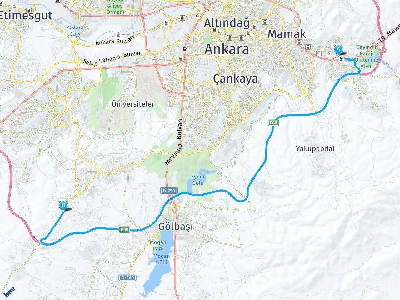 Aankara Mamak Kayaş Ankara İncek haritası