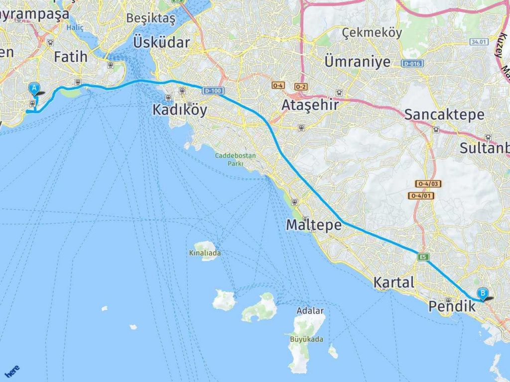 abdi ipekçi arena İstanbul, Pendik haritası