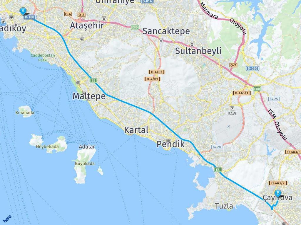 acıbadem İstanbul kocaeli çayırova haritası