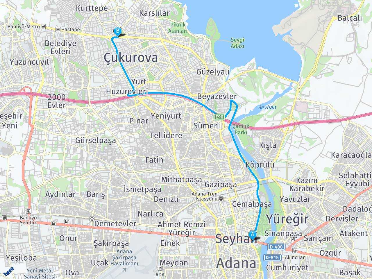 Adana Genelevi Adana Turgut Özal Bulvari haritası