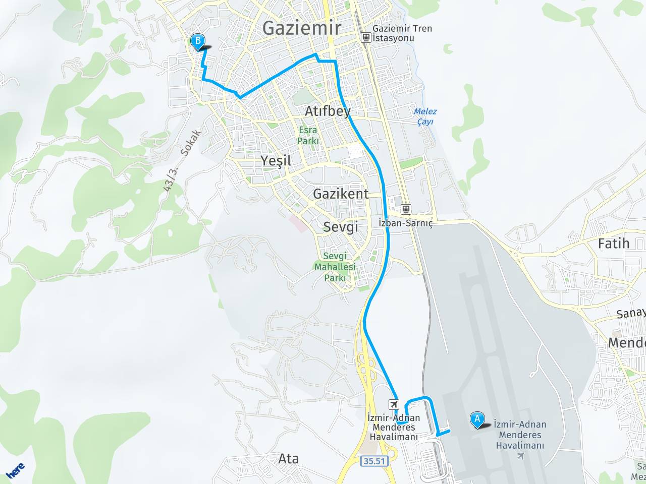 Adnan Menderes Havalİmani gaziemir haritası
