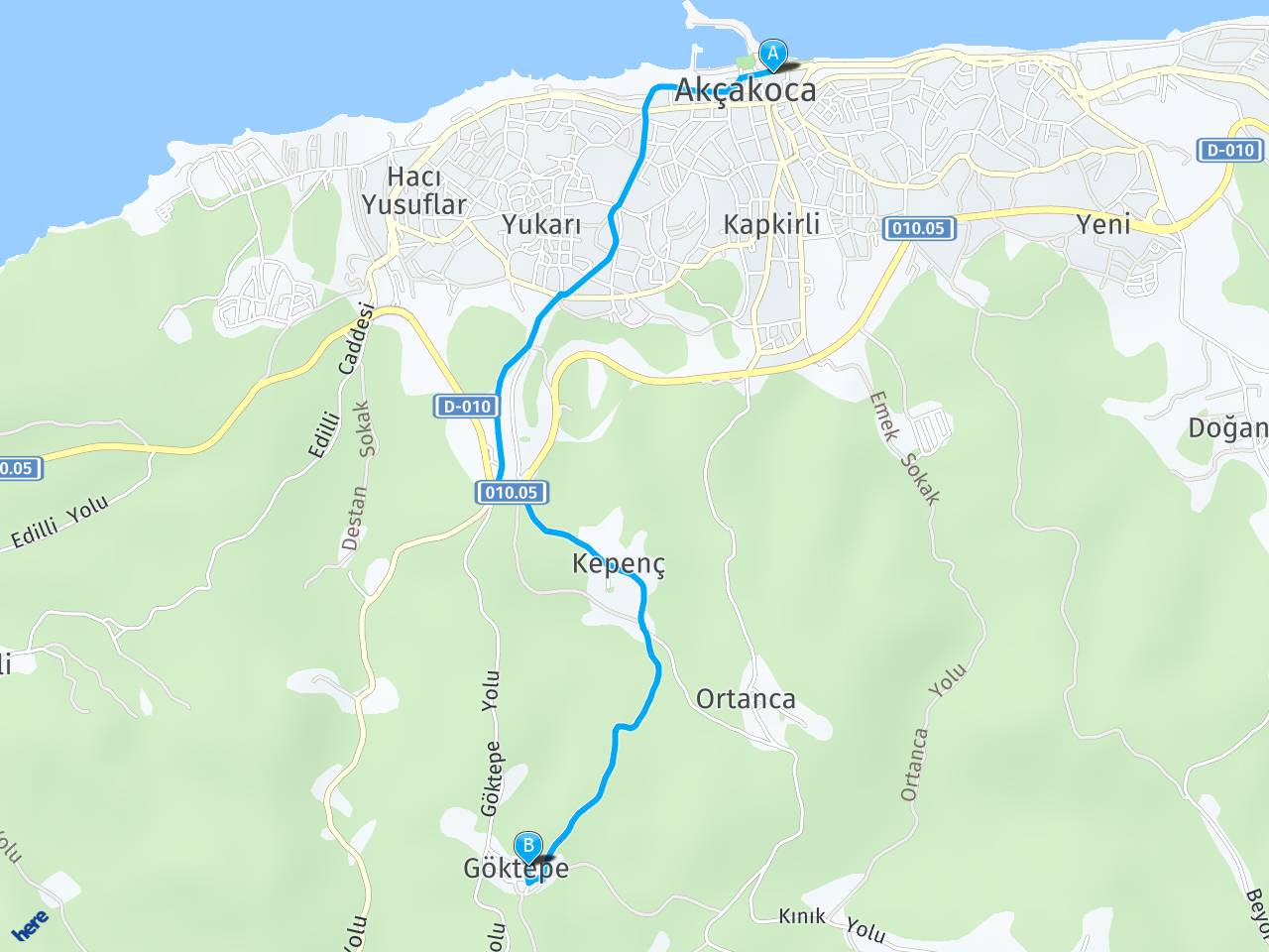 Akçakoca merkez Akçakoca Göktepe Köyü haritası