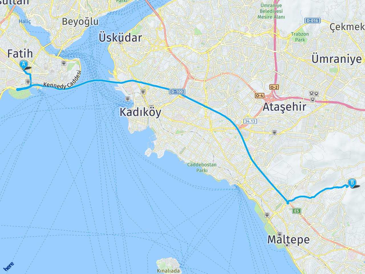 İstanbul Maltepe Aksaray İstanbul Arası Kaç Kilometre?