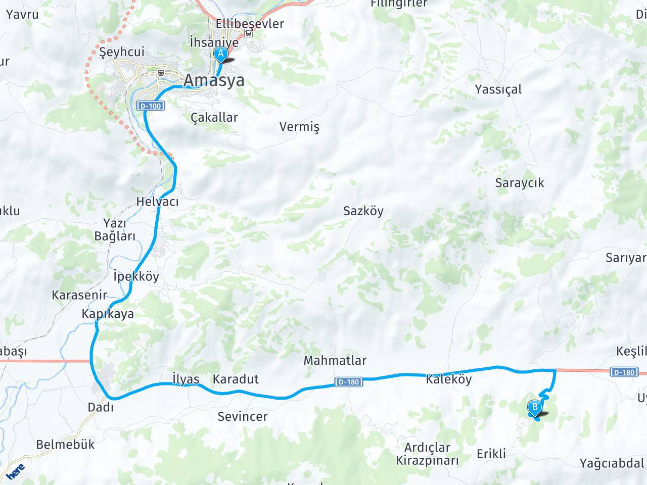 Amasya Merkez amasya yassıçal köyü haritası
