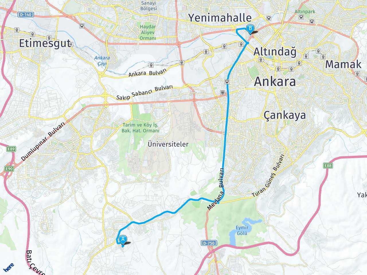 Ankara Atılım Üniversitesi ankamall haritası